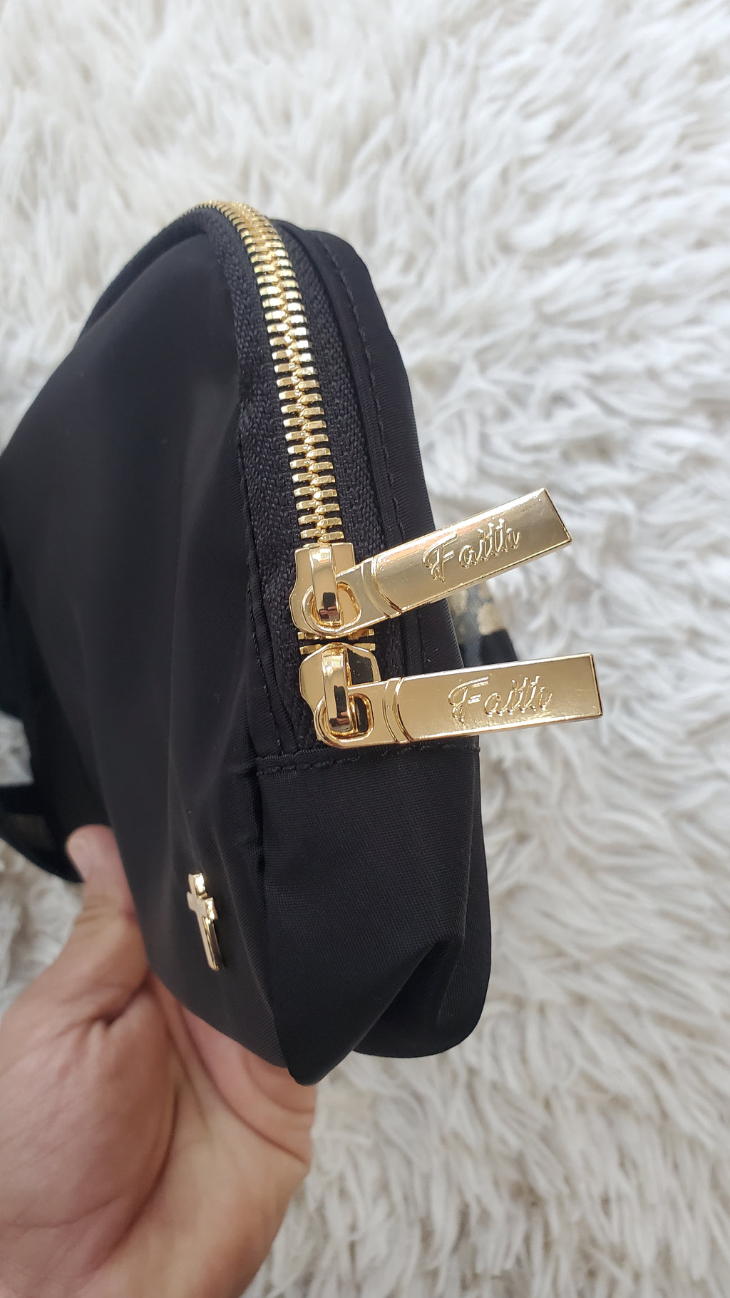 Large 2L Size Gold Black Faith Everywhere Belt Bag One Size Fits All