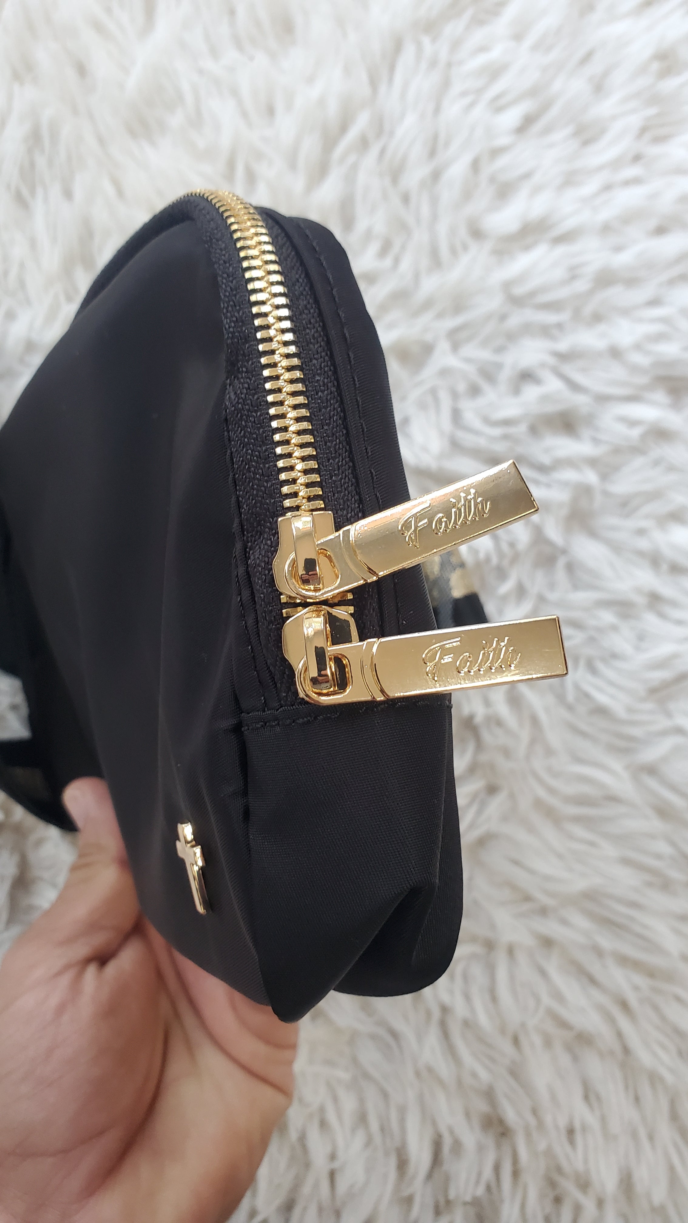 Large 2L Size Gold Black Faith Everywhere Belt Bag One Size Fits All