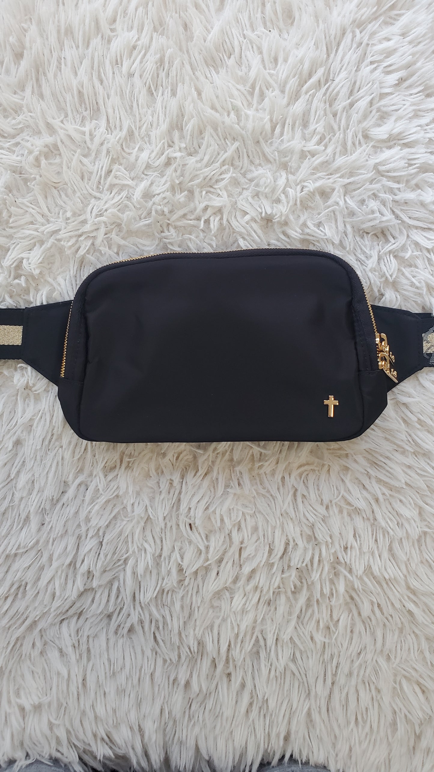 Large 2L Size Gold Black Faith Everywhere Belt Bag One Size Fits All