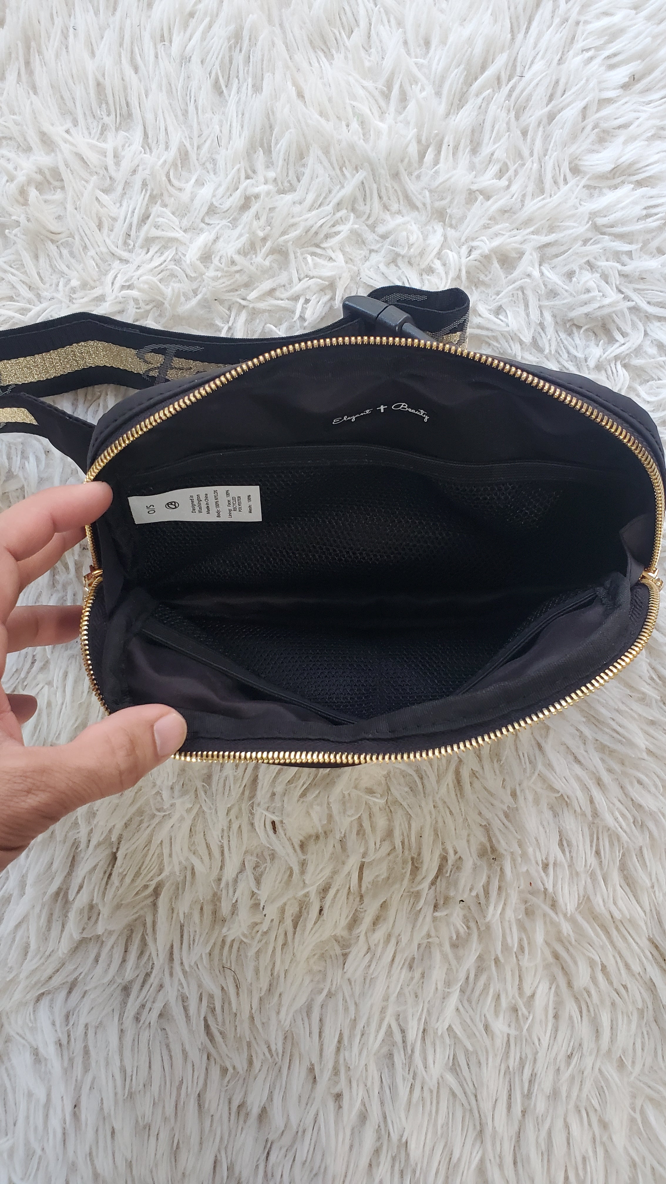 Large 2L Size Gold Black Faith Everywhere Belt Bag One Size Fits All