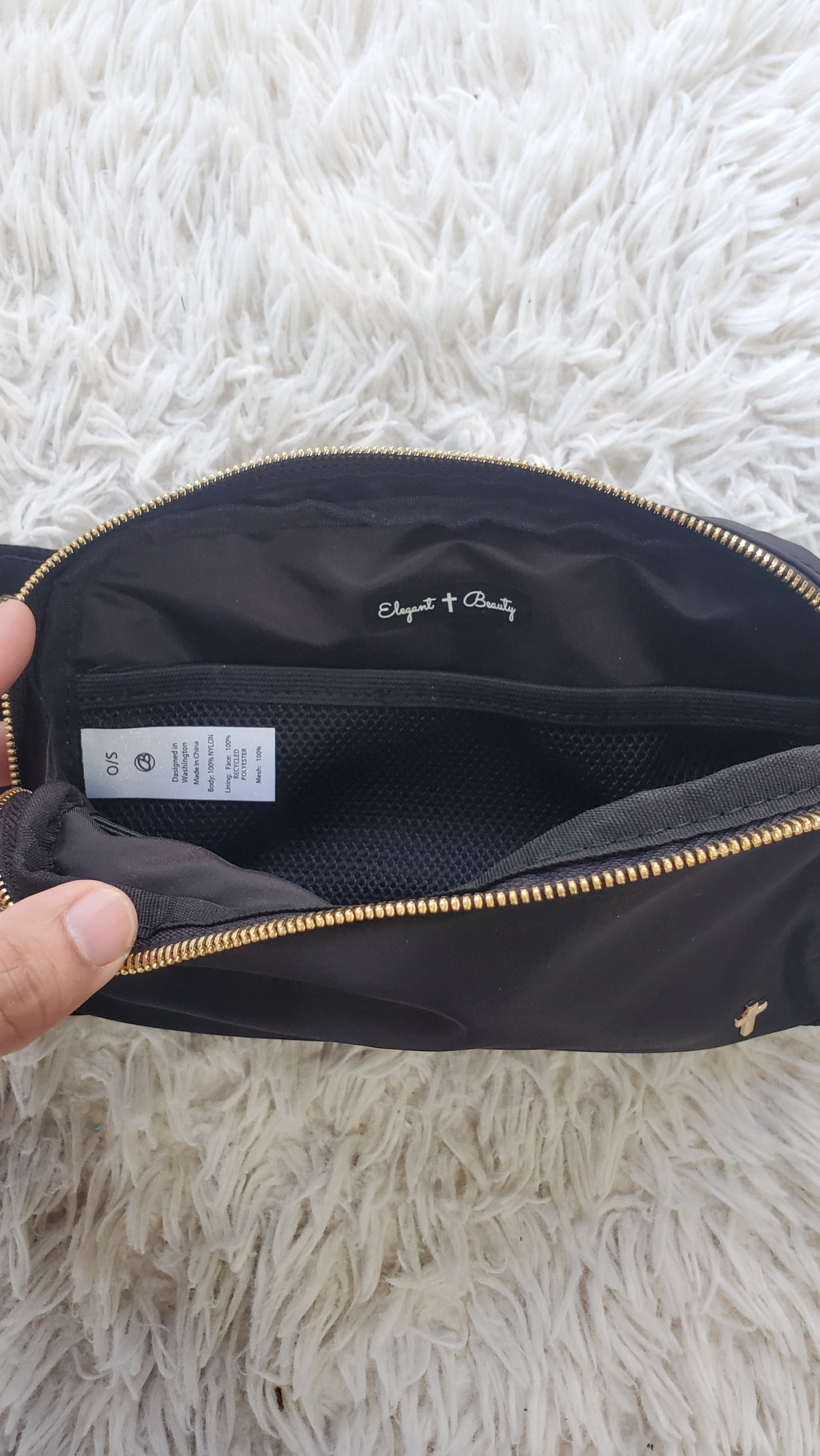 Large 2L Size Gold Black Faith Everywhere Belt Bag One Size Fits All