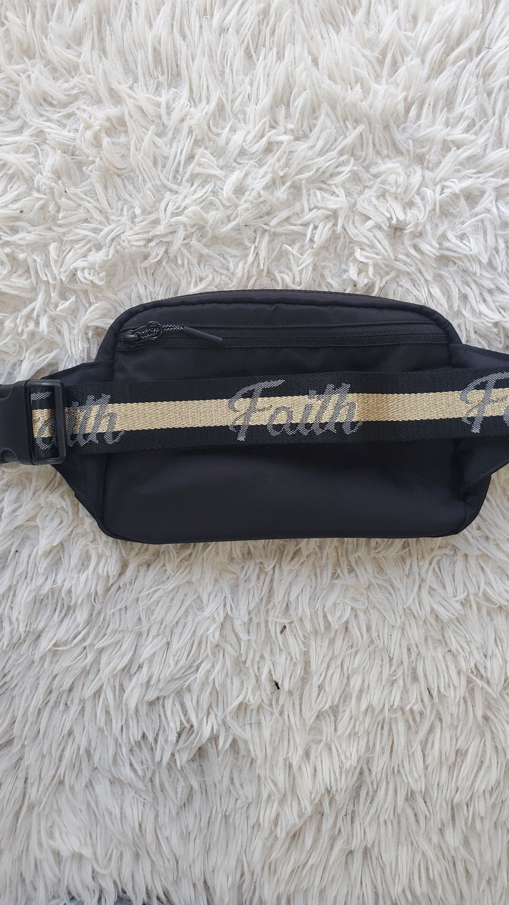 Large 2L Size Gold Black Faith Everywhere Belt Bag One Size Fits All